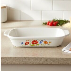 1980s Northland Japan Oven Proof 3 Small Baking Dishes Floral Pattern  READ